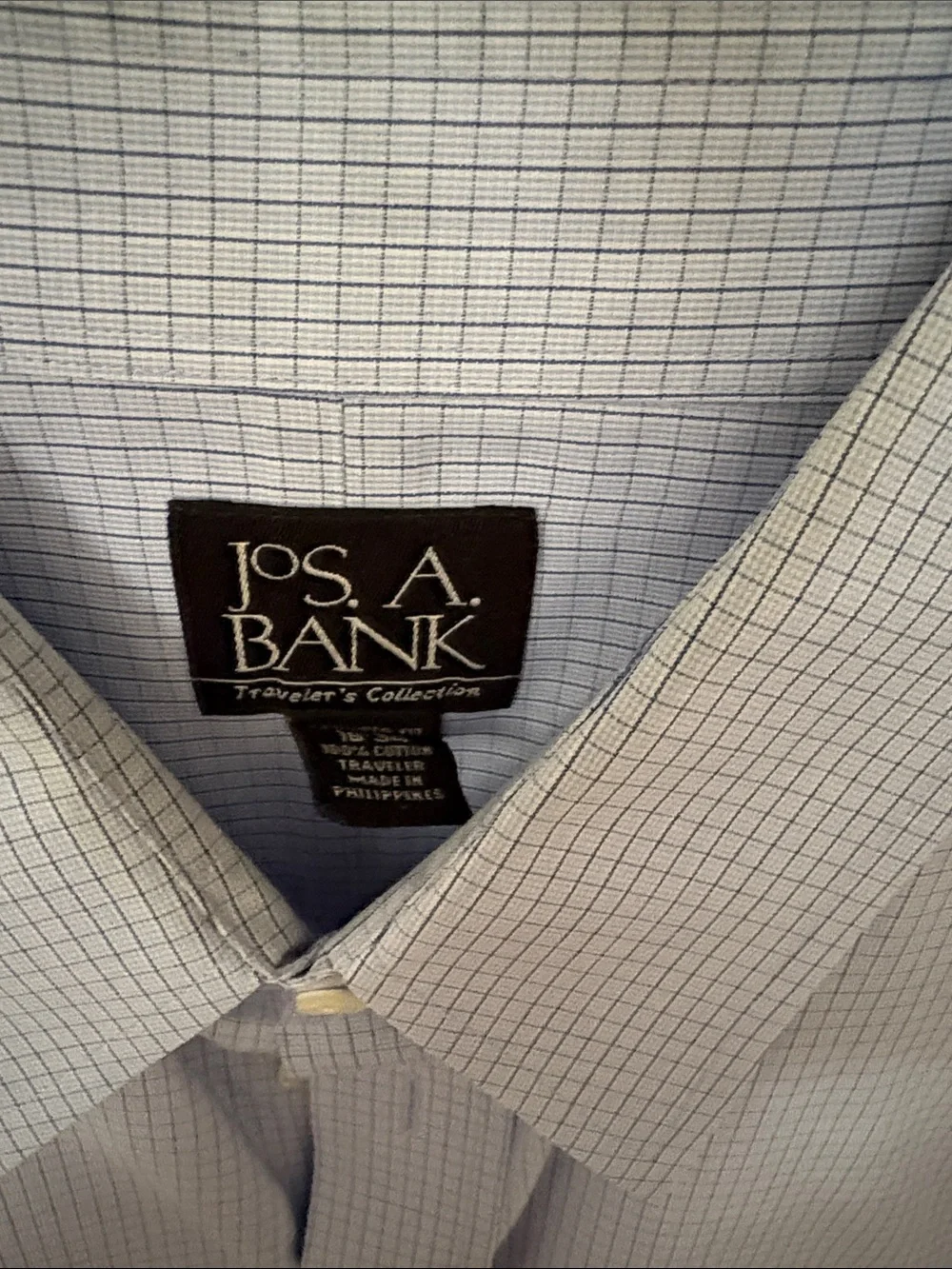 Jos. A. Bank Light Blue Micro-Check Dress Shirt size 16-34
